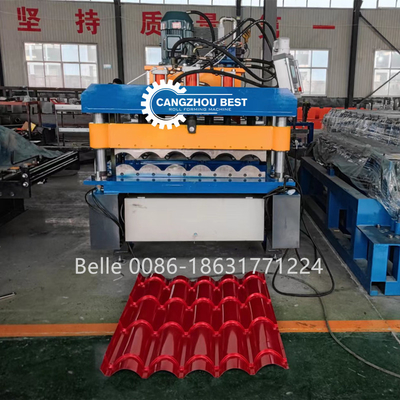 เครื่องส่งเชือก 9-11 แถว Roof Tile Roll Forming Machine สําหรับหลังคาเหล็ก 300H