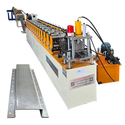 Galvanized Steel Hat Channel Purlin Roll Forming Machine with Hydraulic Punching 
