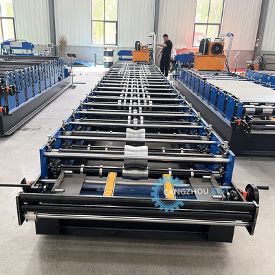 Plc การควบคุมตัดอัตโนมัติ Ppgi เหล็กปีกสูง หลังคาแผ่น Cold Roll การสร้างเครื่องจักรสําหรับซิมบับเวีย