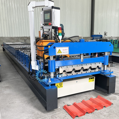 Plc การควบคุมตัดอัตโนมัติ Ppgi เหล็กปีกสูง หลังคาแผ่น Cold Roll การสร้างเครื่องจักรสําหรับซิมบับเวีย