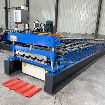 Plc การควบคุมตัดอัตโนมัติ Ppgi เหล็กปีกสูง หลังคาแผ่น Cold Roll การสร้างเครื่องจักรสําหรับซิมบับเวีย