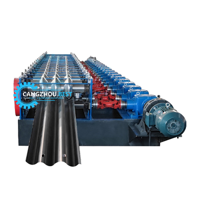 หนาเหล็ก 4 มิลลิเมตร เหล็กการเปลี่ยนแปลงอย่างรวดเร็ว 2&amp;3 คลื่น Crash Barrier Roll Forming Machine