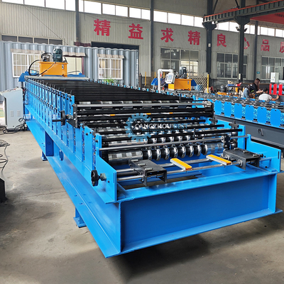 เครื่องตัดไฮดรอลิก 5.5kw เหล็กเหล็กกระปุก แผ่นหลังคาชั้นสอง โปรไฟล์กลมสร้างเครื่อง
