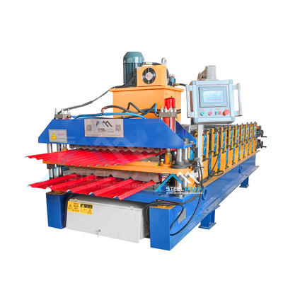 เครื่องปั้นม้วนหลังคาเหล็กชั้นสอง ด้วยพลังงาน 5.5 KW และสถานี 15-16 แห่ง