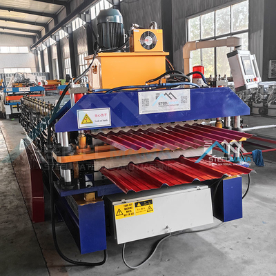 เครื่องปั้นม้วนหลังคาเหล็กชั้นสอง ด้วยพลังงาน 5.5 KW และสถานี 15-16 แห่ง