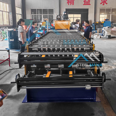 เครื่องปั้นม้วนหลังคาเหล็กชั้นสอง ด้วยพลังงาน 5.5 KW และสถานี 15-16 แห่ง