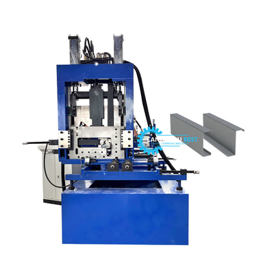 Plc Control C Z U Purlin Roll Forming Machine เครื่องเจาะและตัดแบบไฮดรอลิก