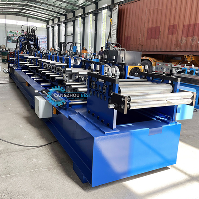 Plc Control C Z U Purlin Roll Forming Machine เครื่องเจาะและตัดแบบไฮดรอลิก
