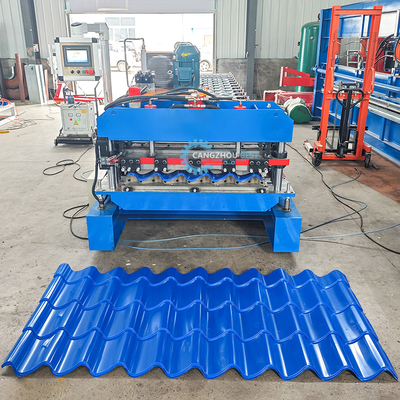 เม็กซิโก ดีไซน์ยอดนิยม Roofing Tile Roll Forming Machine ไฮดรอลิกไกด์ สูง 3D Cutter สเปน