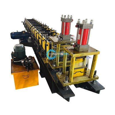 PLC การควบคุม ไฮดรอลิก Mold ตัด T Profile รูปทรง V รั้วทําเหล็ก Roll Forming Machine