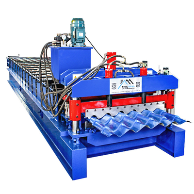 3.5T โลหะ Roof Tile Roll Forming Machine With 9-11 Row Roller Cr12 การตัดใบมีด