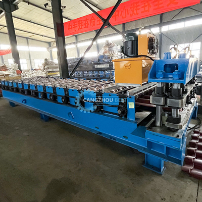 เครื่องกํากับ PLC โปรไฟล์สี หลังคาตะเบียนกระบอก Roll การสร้างเครื่องจักร รัสเซีย Gear Box การส่ง