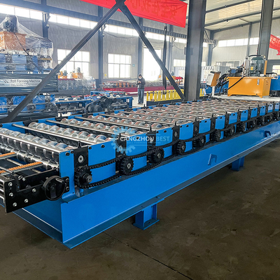 เครื่องกํากับ PLC โปรไฟล์สี หลังคาตะเบียนกระบอก Roll การสร้างเครื่องจักร รัสเซีย Gear Box การส่ง