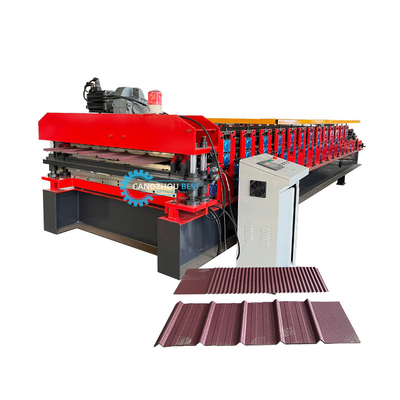 USA Design PLC Control Auto Cutting Double Layer Roof Sheet Roll Forming Machine เครื่องปั้นแผ่นหลังคาแบบสองชั้น