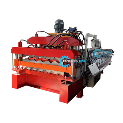 ความกว้างของโค้ล 1220mm หลังคา Tile&amp; Trapezodial หลังคาแผ่นชั้นสอง Roof Roll Forming Machine