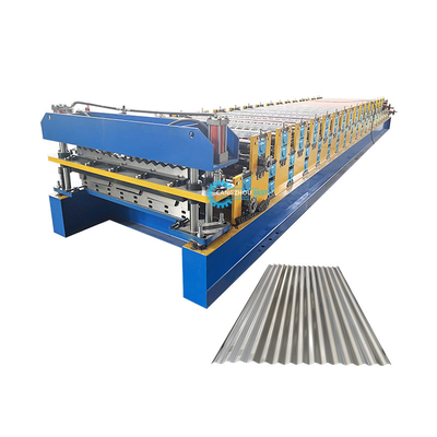 Steel Tile Delta PLC Control Double Layer Roll Forming Machine สําหรับความหนาของวัสดุ 0.25-0.6 มิลลิเมตร