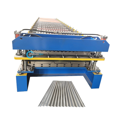 Steel Tile Delta PLC Control Double Layer Roll Forming Machine สําหรับความหนาของวัสดุ 0.25-0.6 มิลลิเมตร