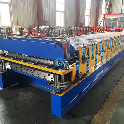 Steel Tile Delta PLC Control Double Layer Roll Forming Machine สําหรับความหนาของวัสดุ 0.25-0.6 มิลลิเมตร