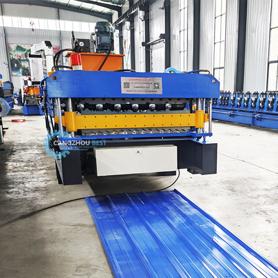 0.6mm Roof Sheet Roll Forming Machine โดย Delta PLC สําหรับโครงการขนาดใหญ่