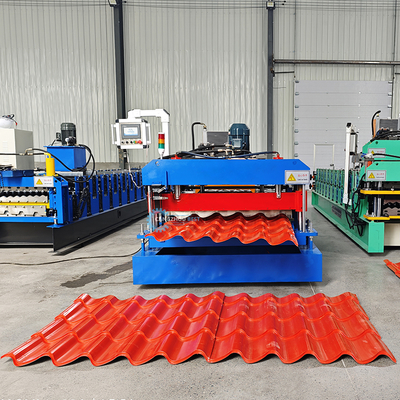 เครื่องขึ้นรูปม้วนกระเบื้องหลังคาอัตโนมัติพร้อม PLC Control 3KW
