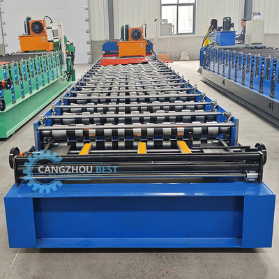 เครื่องขึ้นรูปม้วนกระเบื้องหลังคาอัตโนมัติพร้อม PLC Control 3KW