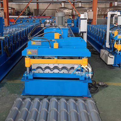 เครื่องขึ้นรูปม้วนกระเบื้องหลังคาอัตโนมัติพร้อม PLC Control 3KW