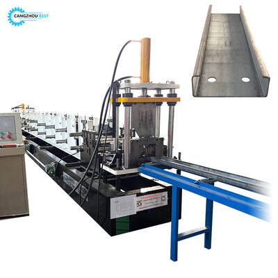 ควบคุม PLC เปลี่ยนขนาดอัตโนมัติ 80-300 มม. C Purlin Roll Forming Machine