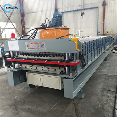เครื่องทำแผ่นหลังคาโลหะอัตโนมัติ 2 in 1 พร้อมเครื่องม้วนโปรไฟล์คู่