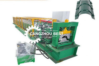 สีเหล็กแผ่น PLC การควบคุม Roof Tile Roll Top Ridge Cap Roll การสร้างเครื่อง