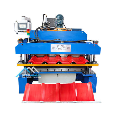 เครื่องปั้นแผ่นม้วนหลังคาแบบโปรไฟล์สองแบบที่ควบคุมโดย PLC สําหรับการผลิต